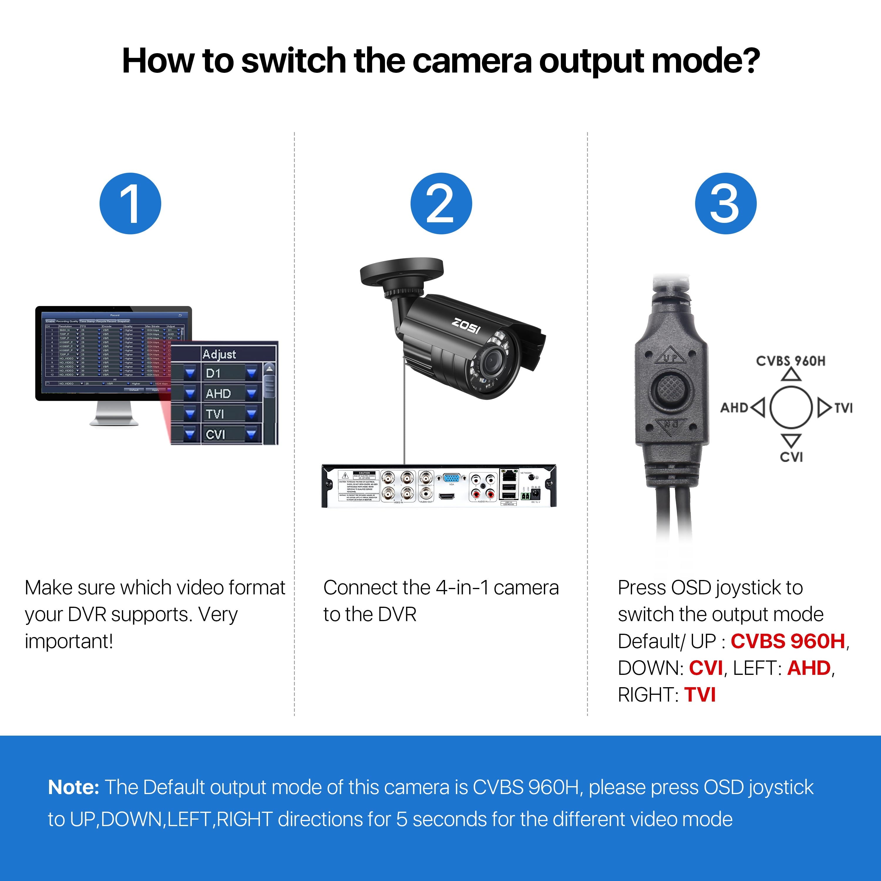 Secure Your Space with the 1080P HD TVI Security Camera - Versatile 4-in-1 Wired Bullet Camera for Indoor and Outdoor Use with Night Vision