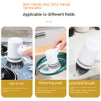 Revolutionize Your Cleaning Routine with the New Electric Multifunctional Dish Brush - 6 Brush Heads & Rechargeable!