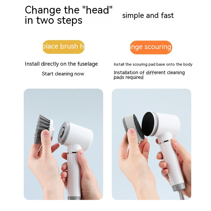 Revolutionize Your Cleaning Routine with the New Electric Multifunctional Dish Brush - 6 Brush Heads & Rechargeable!