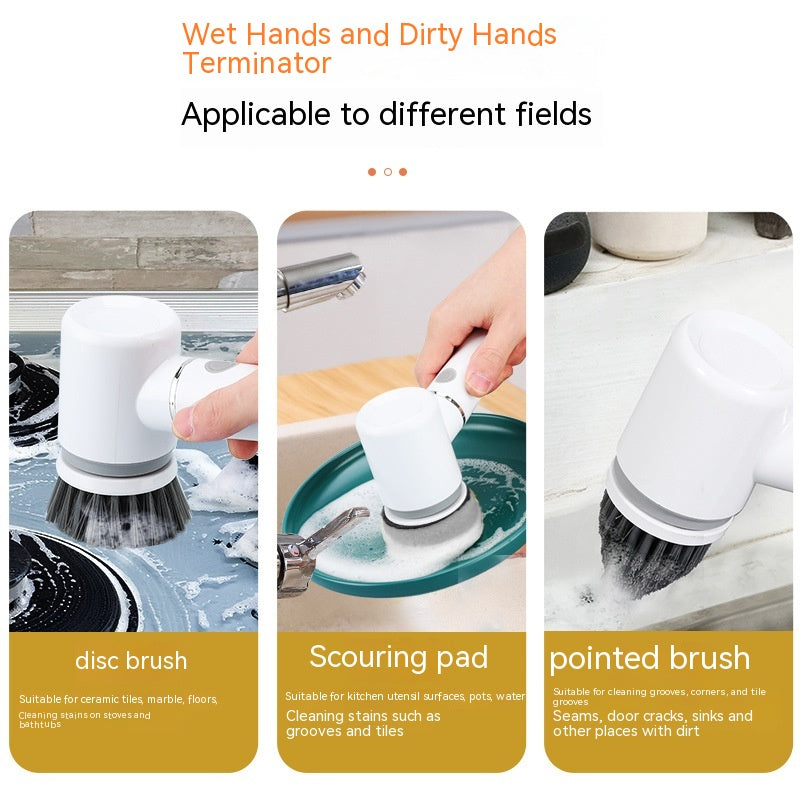 Revolutionize Your Cleaning Routine with the New Electric Multifunctional Dish Brush - 6 Brush Heads & Rechargeable!