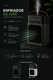 Enfriador de aire humidificador portátil 3 en 1