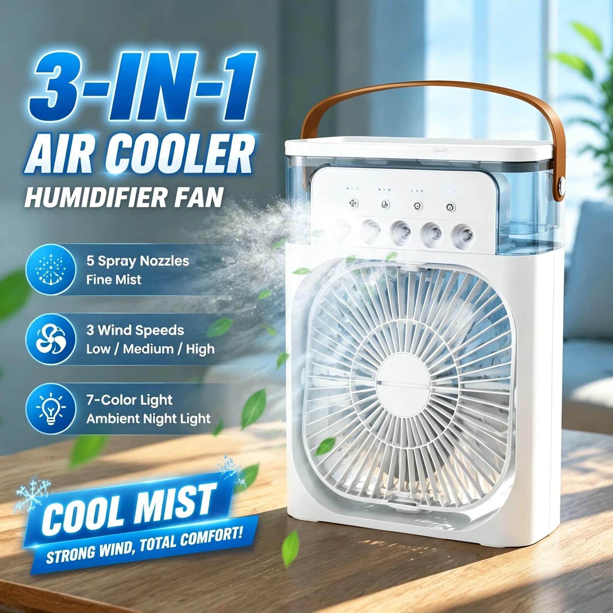 Enfriador de aire humidificador portátil 3 en 1