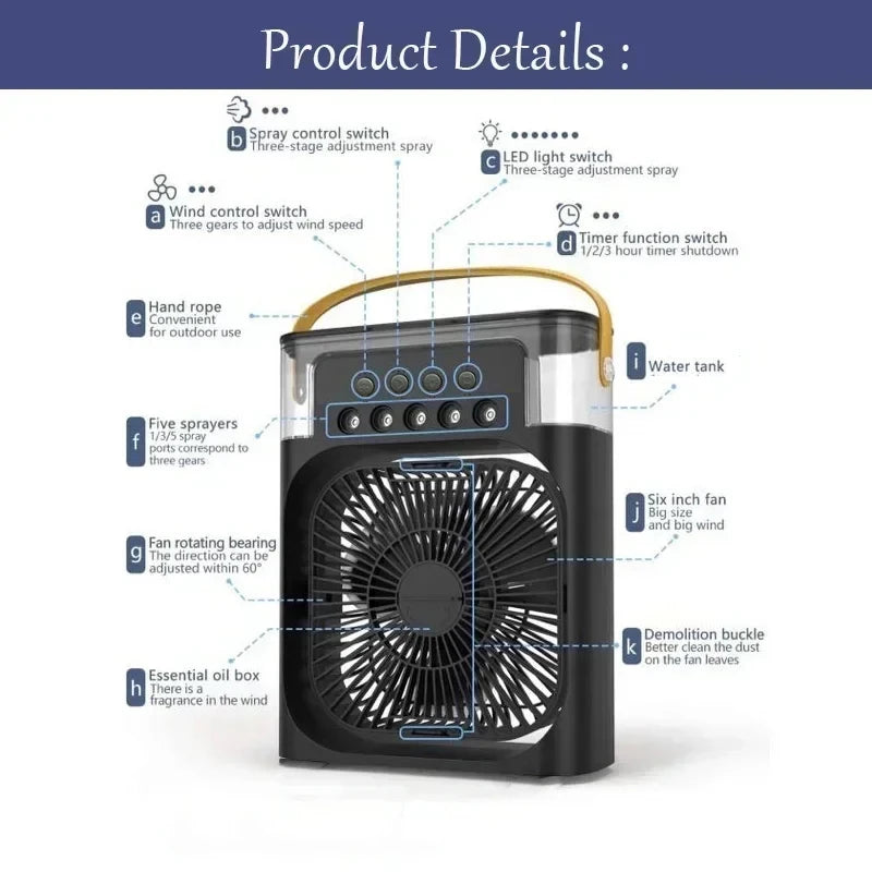 Enfriador de aire humidificador portátil 3 en 1