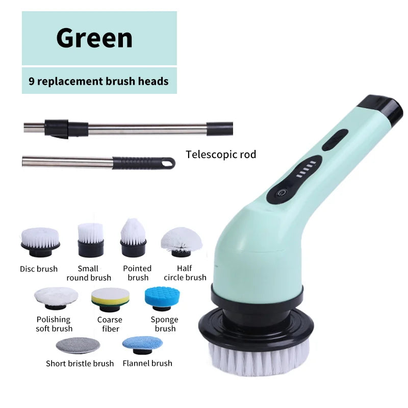Revolutionize Your Cleaning Routine with the 9-in-1 Electric Spin Cleaning Brush - Effortless Scrubbing for Kitchen, Bathroom, and More!