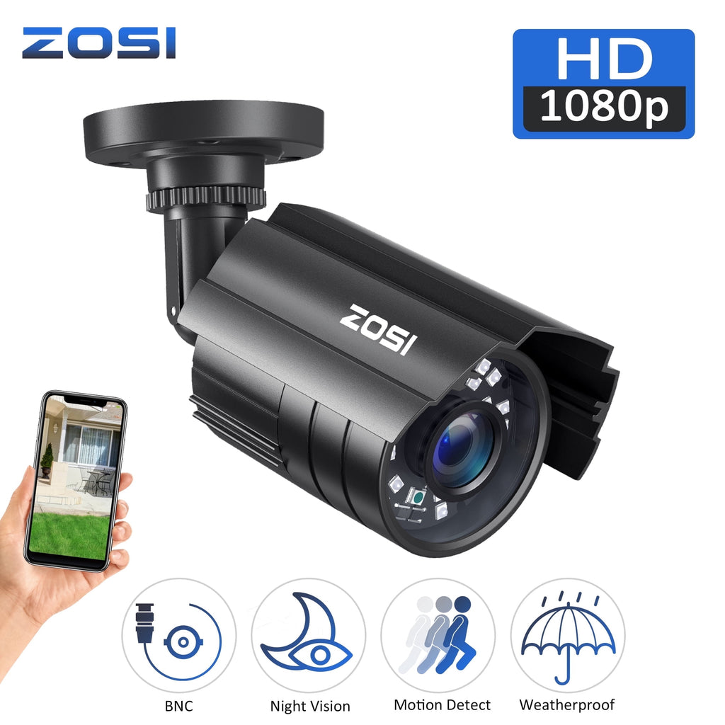 Secure Your Space with the 1080P HD TVI Security Camera - Versatile 4-in-1 Wired Bullet Camera for Indoor and Outdoor Use with Night Vision