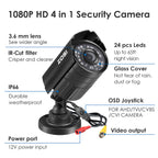 Secure Your Space with the 1080P HD TVI Security Camera - Versatile 4-in-1 Wired Bullet Camera for Indoor and Outdoor Use with Night Vision